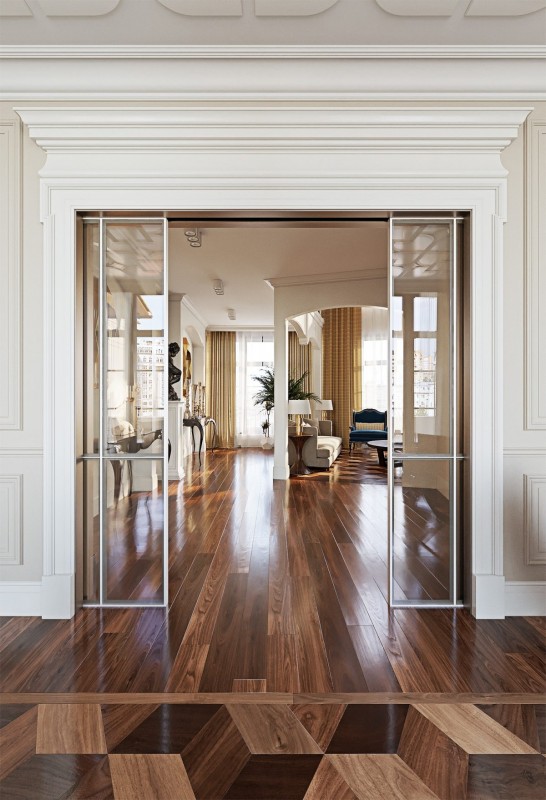 Сочетание стиля 70-х и классики в интерьере пентхауса