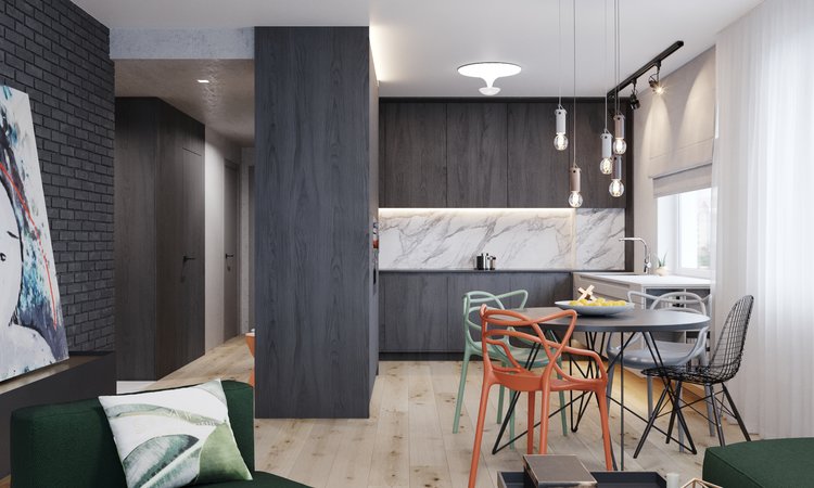 Яркие краски в интерьере просторной квартиры