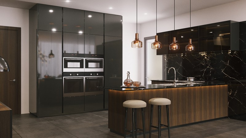 Проект апартаментов, оформленных в темных тонах Проект апартаментов, оформленных в темных тонах