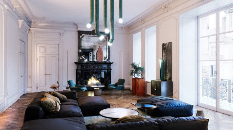 Эклектичная монохромная квартира в Руане, Франция