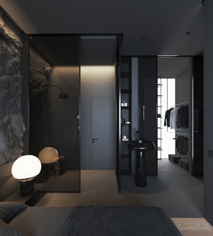 Имитация скалы в интерьере дома в Исландии