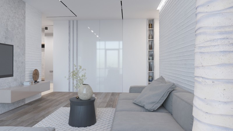 Минималистичный однотонный дизайн интерьера Минималистичный однотонный дизайн интерьера