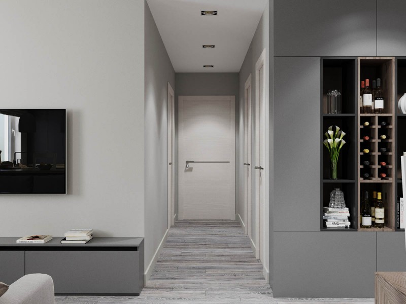 Успокаивающие оттенки серого в интерьере квартиры в Кишиневе