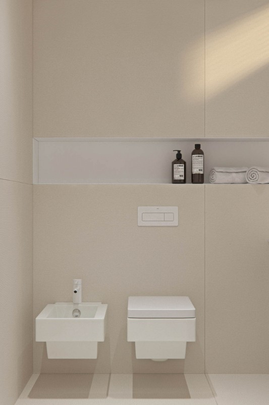 Сочетание белого, серого и кремово-бежевого цветов в интерьере двухуровневой квартиры Сочетание белого, серого и кремово-бежевого цветов в интерьере двухуровневой квартиры