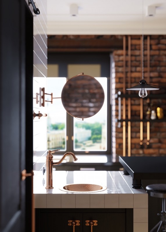 Студия в индустриальном стиле Студия в индустриальном стиле