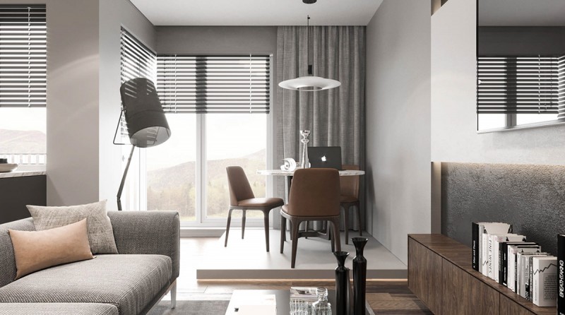 Монохромный интерьер квартиры в Кракове