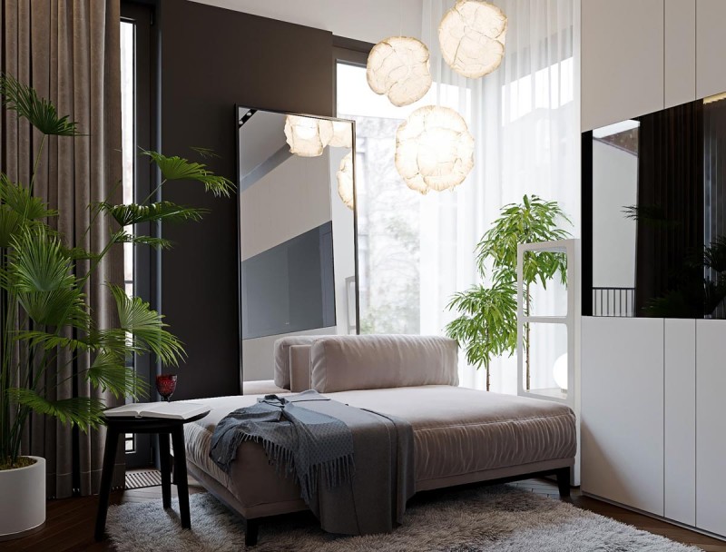 Шикарные монохромные апартаменты с яркими акцентами Шикарные монохромные апартаменты с яркими акцентами