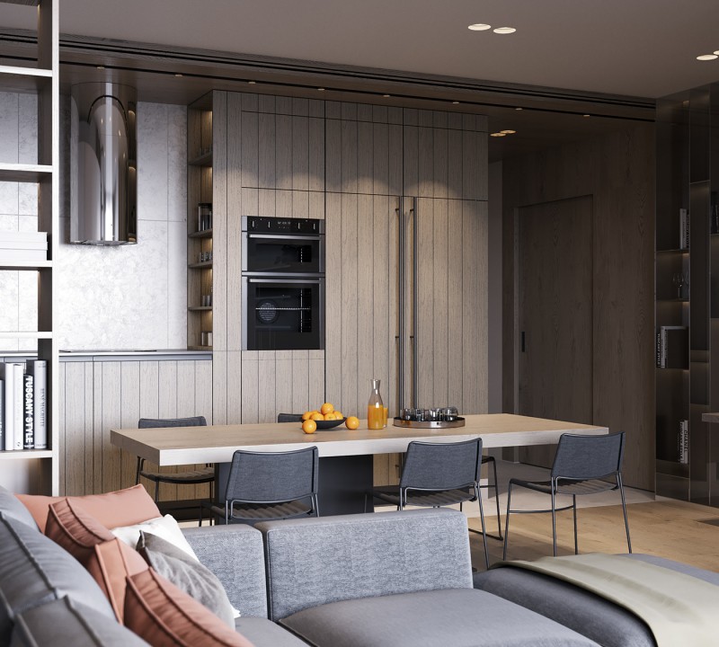 Спокойный шик и элегантная прохлада: интерьер гостиной