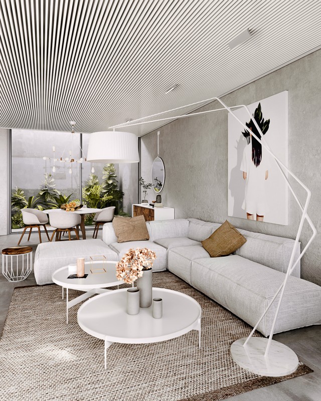 Комбинация белого цвета и природного оттенка древесины