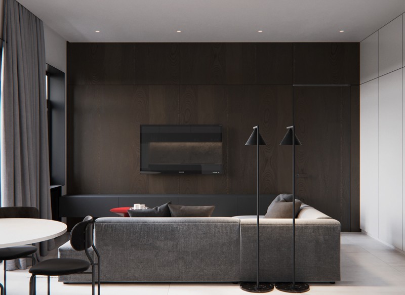 Контрастный интерьер небольшой квартиры