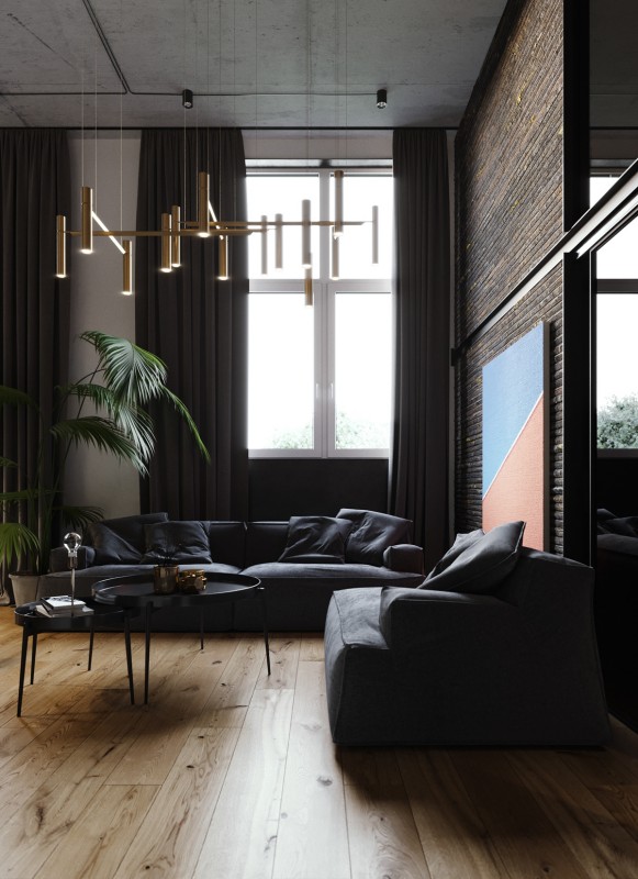 Двухуровневая квартира в индустриальном стиле