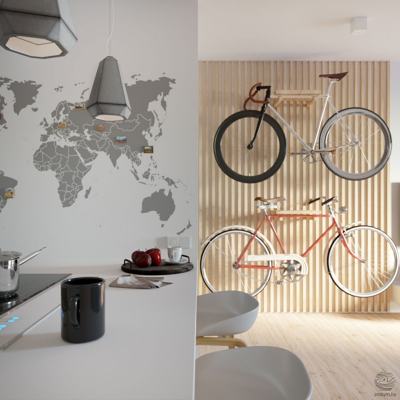 Небольшая квартира с открытой планировкой в серо-желтых тонах Небольшая квартира с открытой планировкой в серо-желтых тонах