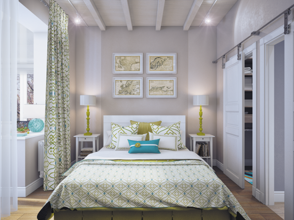 Сочетание желтого и синего в интерьере