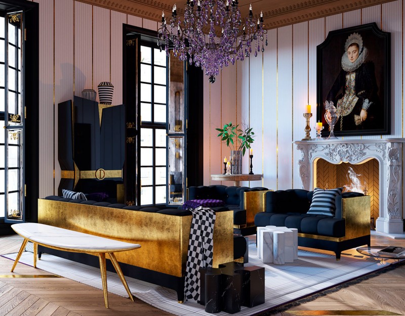 Золотые элементы в декоре просторного дома Золотые элементы в декоре просторного дома