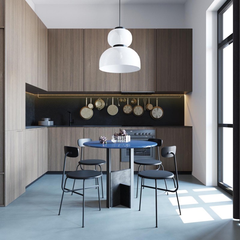 Апартаменты с открытой планировкой, оформленные в приглушенных тонах