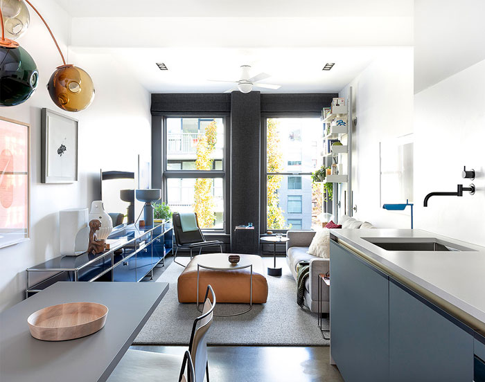 Дизайн-проект небольшого лофта, основанный на концепции минимализма и яркости