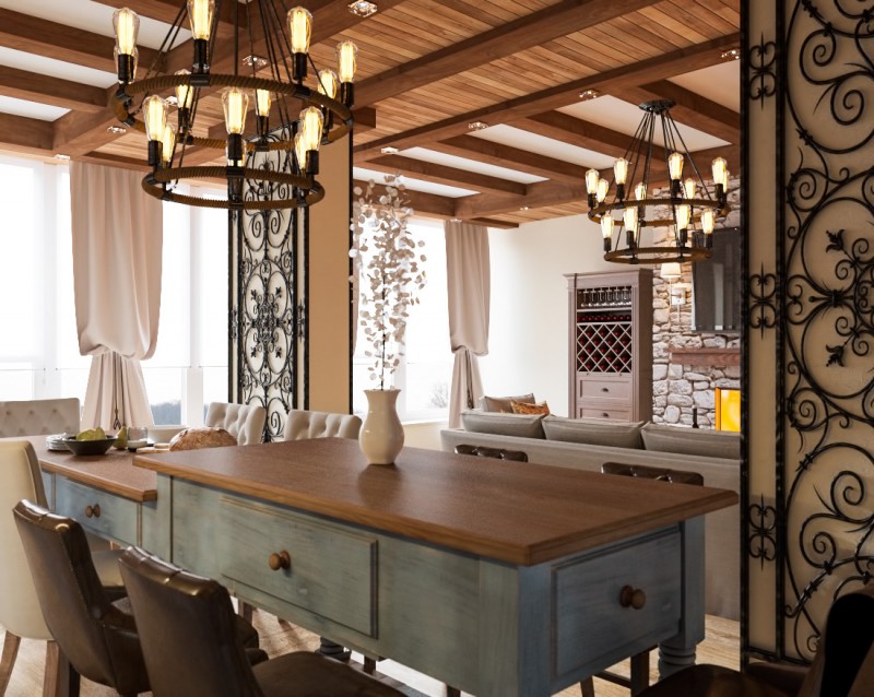 Интерьер эклектичной гостиной