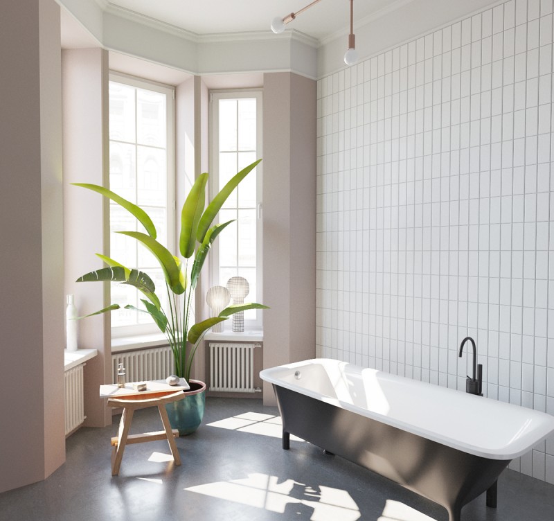 Интерьер просторной светлой квартиры с яркими акцентами