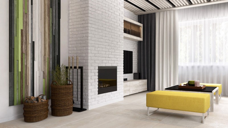 Интерьер с желто-зелеными акцентами