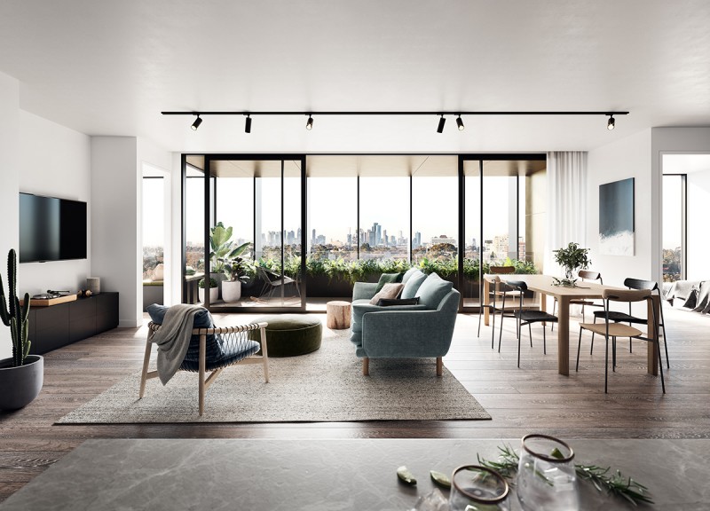 Интерьер квартиры в отреставрированном старинном здании в Мельбурне