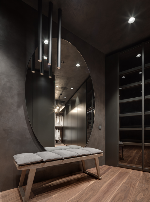 Брутальный стильный интерьер просторного пентхауса