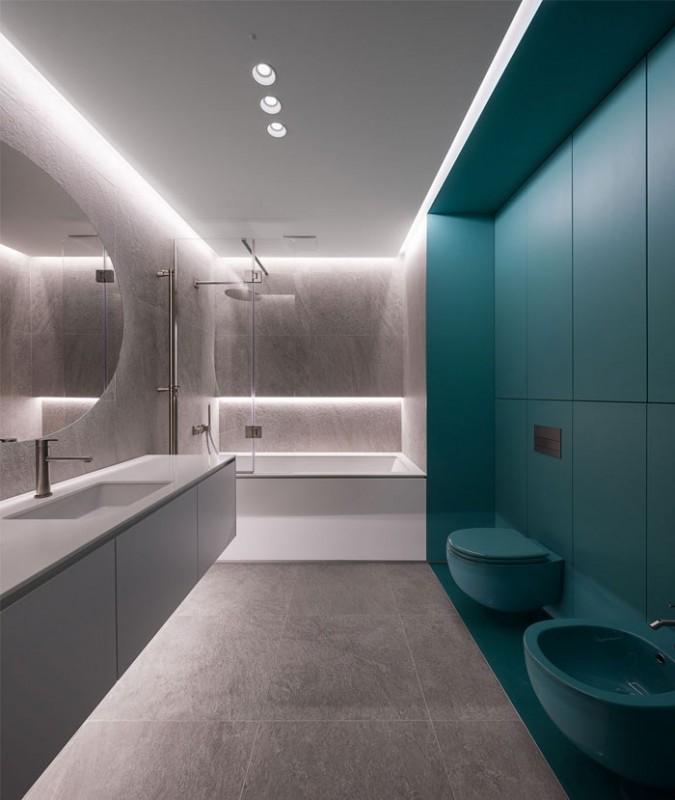 Декор квартиры с элегантными текстурами из светлого дерева и мрамора