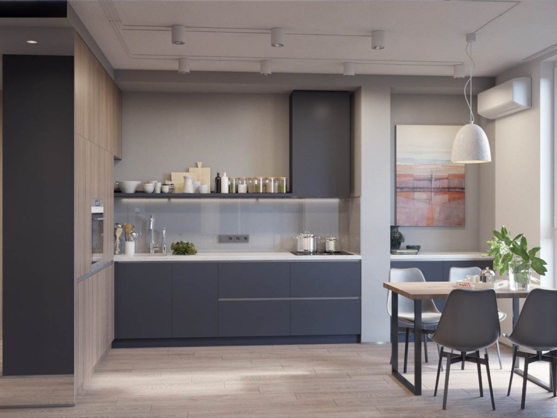 Интерьер уютных апартаментов в темных тонах