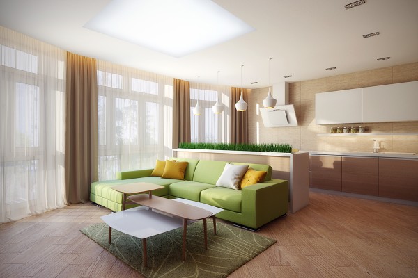 Уютная квартира с мягкими цитрусовыми акцентами