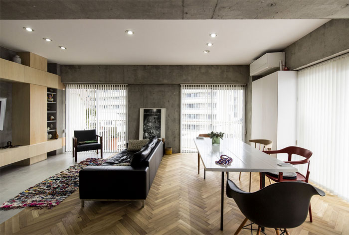 Урбанистически-промышленный интерьер квартиры в Токио