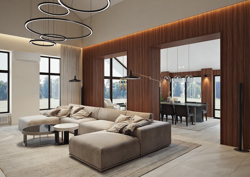 Акцентные стены в интерьере особняка