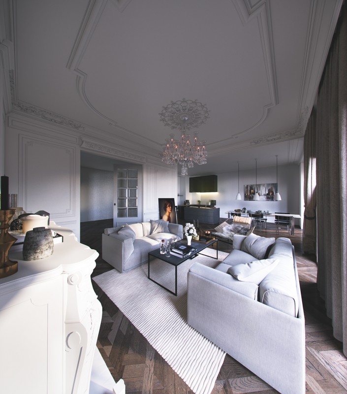 Интерьер гостиной в парижской квартире Интерьер гостиной в парижской квартире