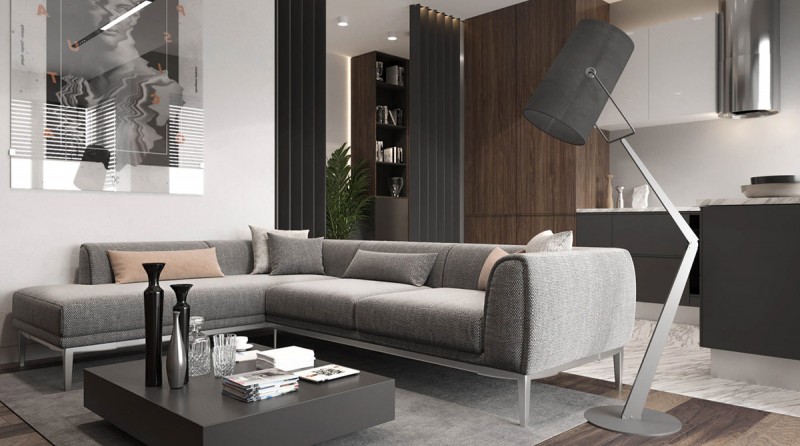 Монохромный интерьер квартиры в Кракове