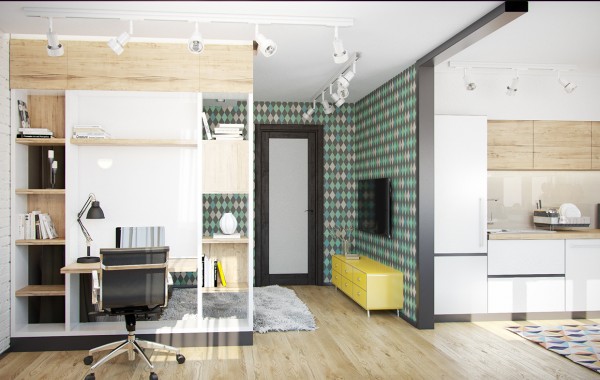 Акцентная стена с узором "Арлекина"