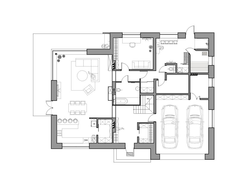 Сочетание дерева и мрамора в интерьере дома в Вильнюсе