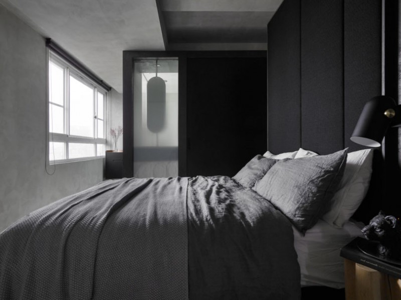 Дизайн квартиры в Тайбэе в темных тонах