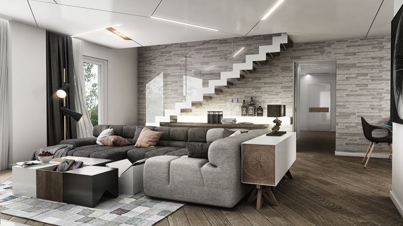 Монохромная гостиная Монохромная гостиная