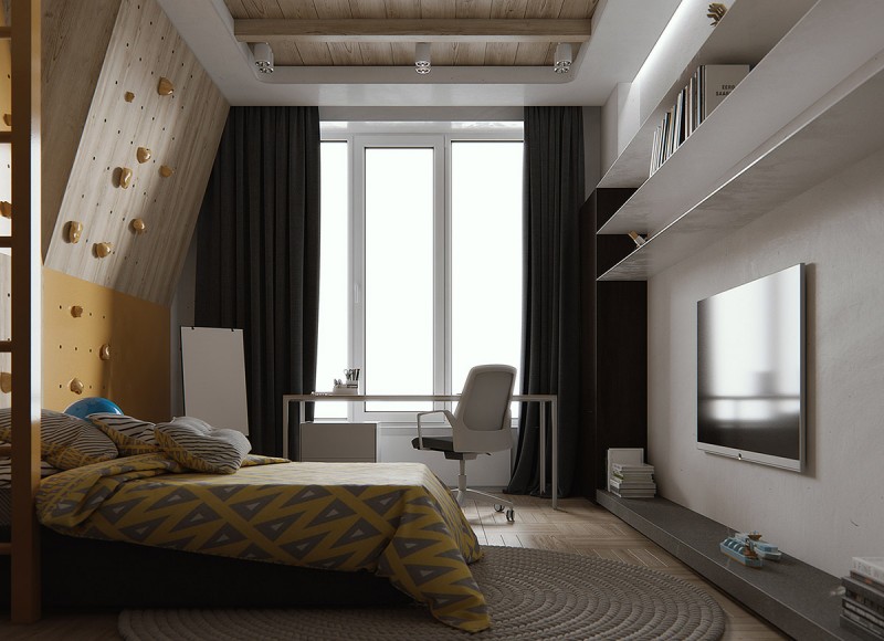 Приглушенные оттенки зеленого и богатые тона дерева в декоре современных апартаментов Приглушенные оттенки зеленого и богатые тона дерева в декоре современных апартаментов