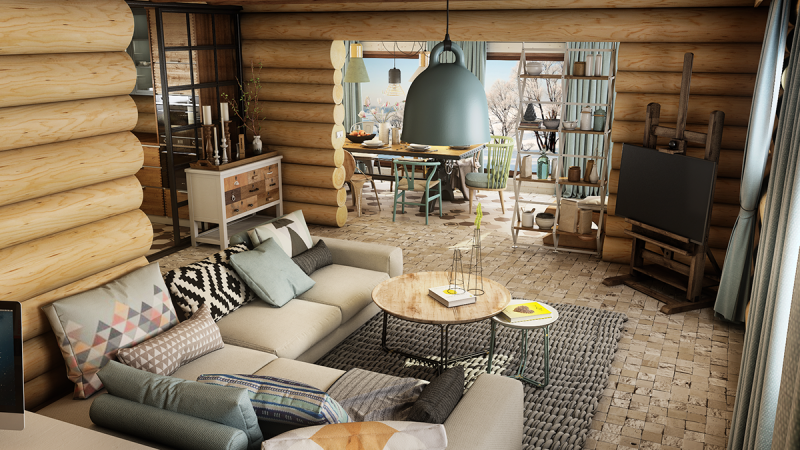 Проект деревянного дома в индустриальном стиле