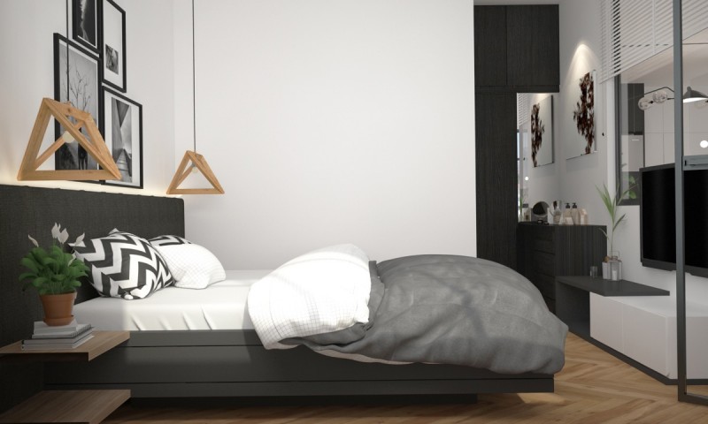 Проект апартаментов с доминирующим черно-белым дизайном