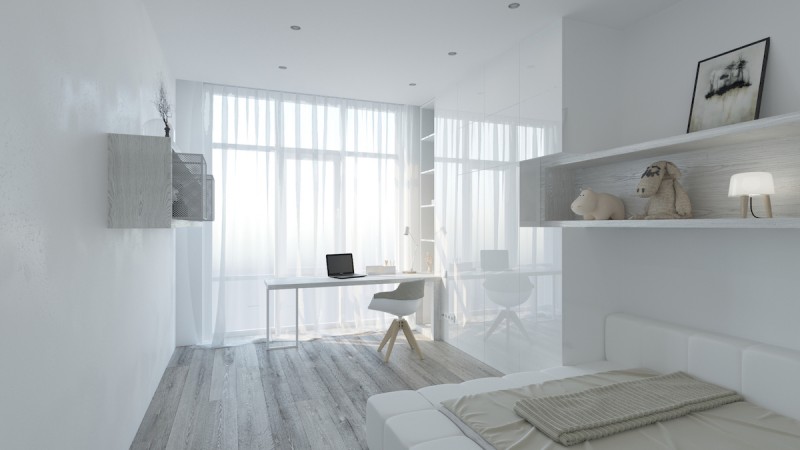 Минималистичный однотонный дизайн интерьера Минималистичный однотонный дизайн интерьера