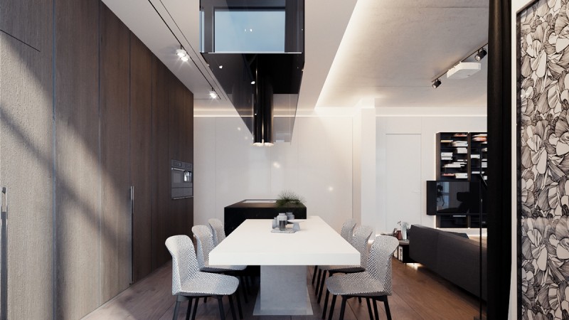 Чистые линии, простая мебель и зелень в интерьере комфортных апартаментов