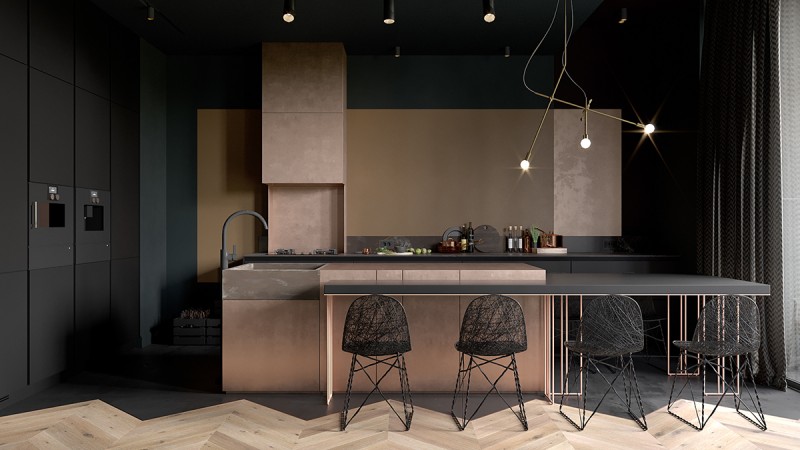 Гостиная в чёрном цвете Гостиная в чёрном цвете