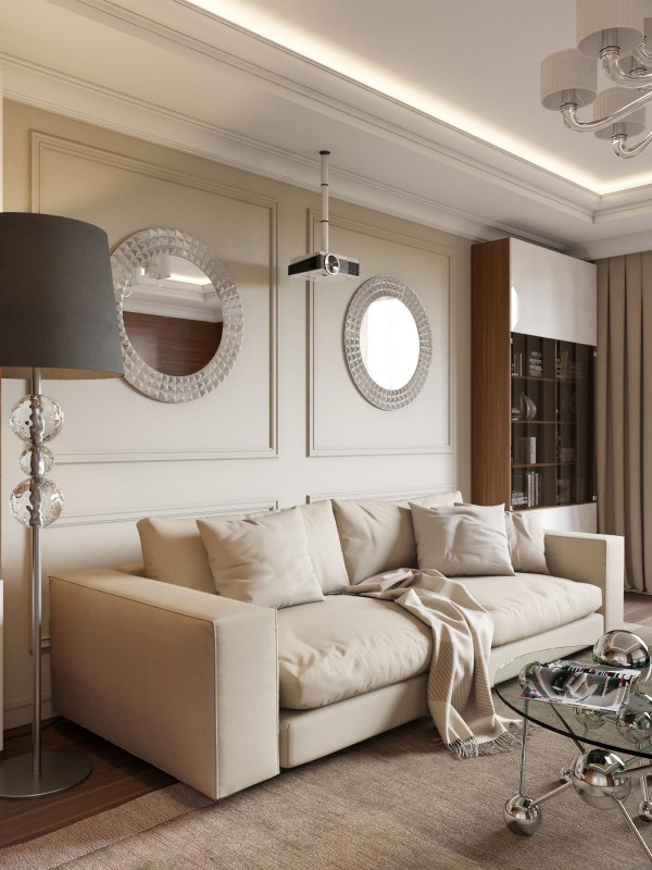 Интерьер гостиной в светлых тонах