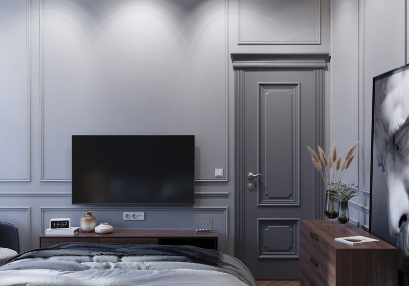 Неоклассический интерьер с акцентами кобальтового и изумрудного цветов