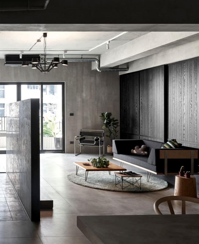 Индустриальный декор и японский стиль интерьера апартаментов в Тайване Индустриальный декор и японский стиль интерьера апартаментов в Тайване