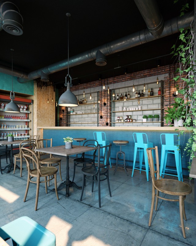 Кафе в индустриальном стиле Кафе в индустриальном стиле