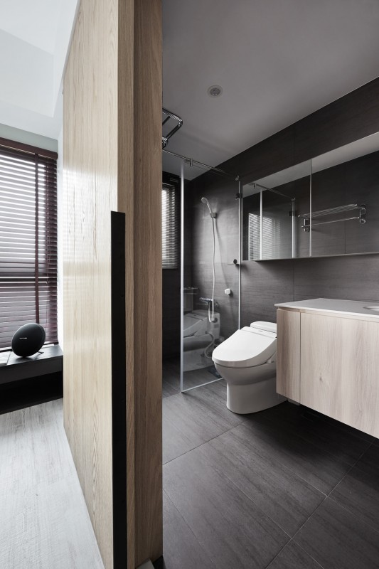 Монохромный интерьер квартиры в Тайчжуне, Тайвань