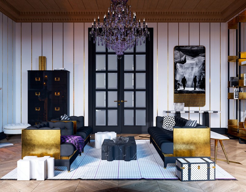 Золотые элементы в декоре просторного дома Золотые элементы в декоре просторного дома