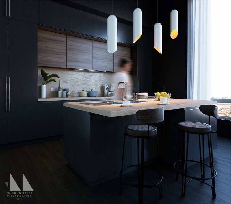 Дизайн-проект квартиры, оформленной в темных тонах