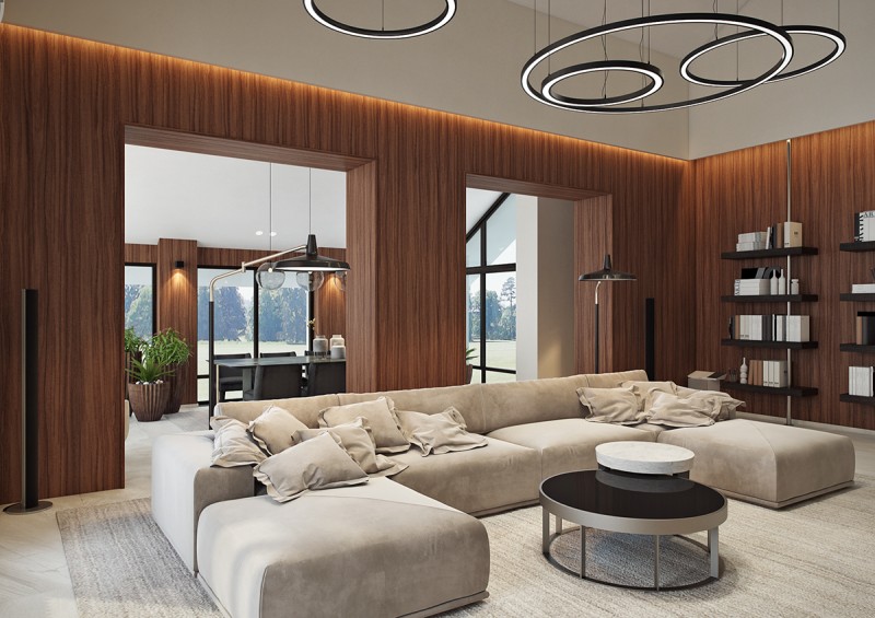 Акцентные стены в интерьере особняка